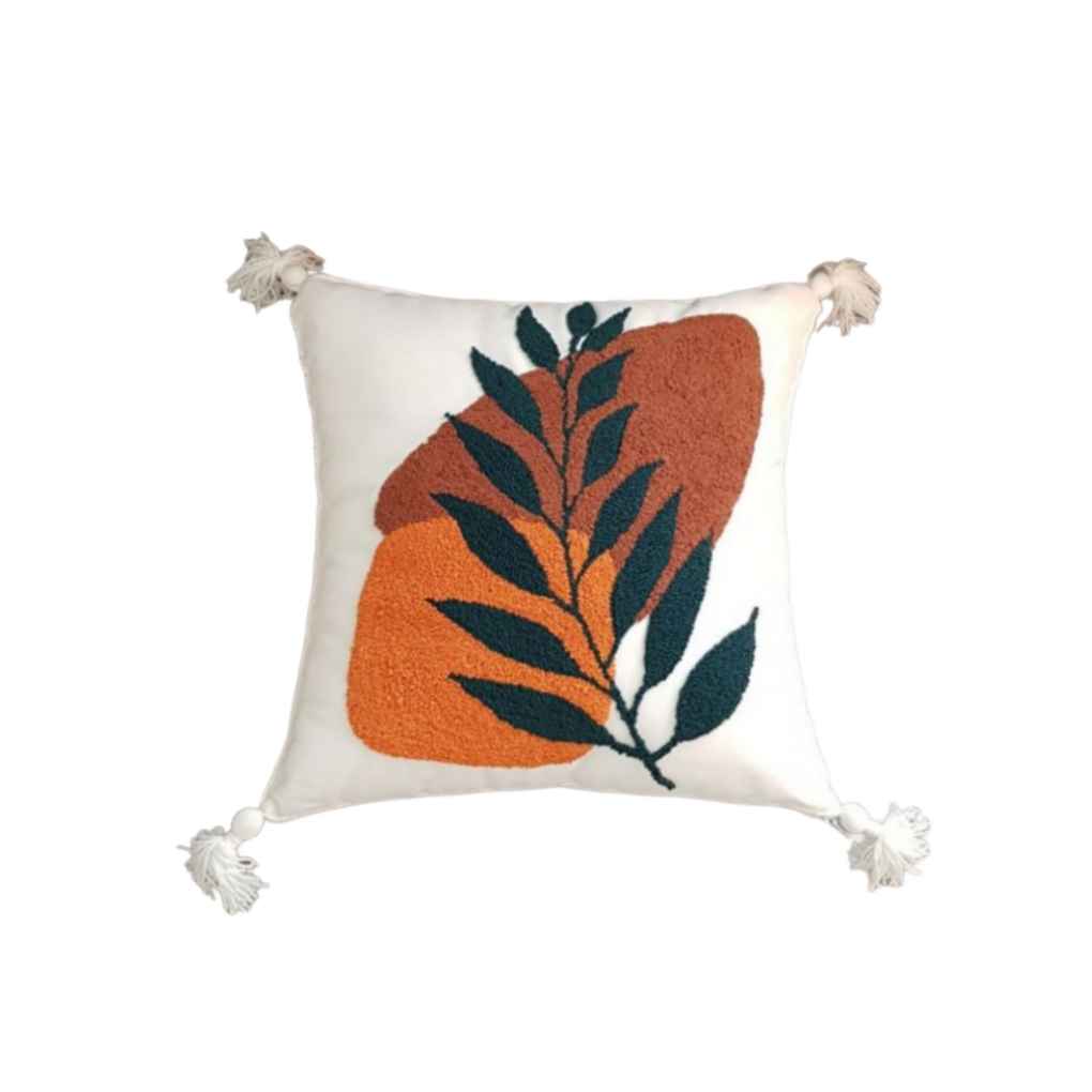Punch Needle Cushion Cover – Embroidered Abstract Design