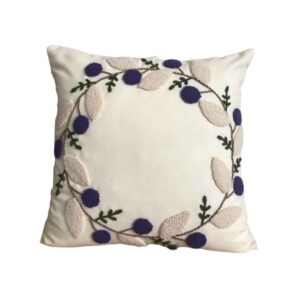 Punch Needle Cushion Cover – Embroidered Mystery with Leaf Design