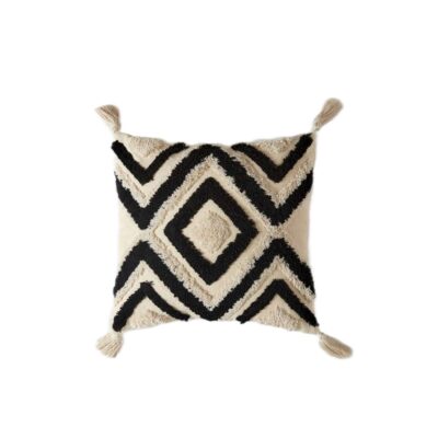 Punch Needle Cushion Cover - Embroidered Geometric Pattern Hamon