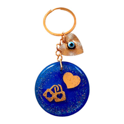 Resin Keychain - Evil Eye & Heart Design