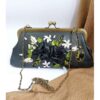 Ribbon Embroidery Clutch Handbag - Velvet with Niaz Design