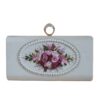 Ribbon Embroidery Clutch Handbag with Floral Detail for Evening Party