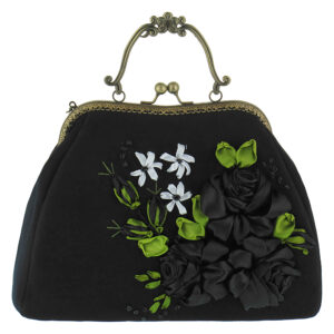 Ribbon Embroidery Clutch Handbag – Velvet with Malih Design