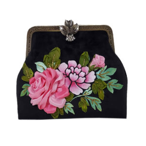 Ribbon Embroidery Clutch Handbag – Velvet with Navazesh Design