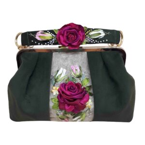 Ribbon Embroidery Clutch Handbag – Velvet with Pile Pattern