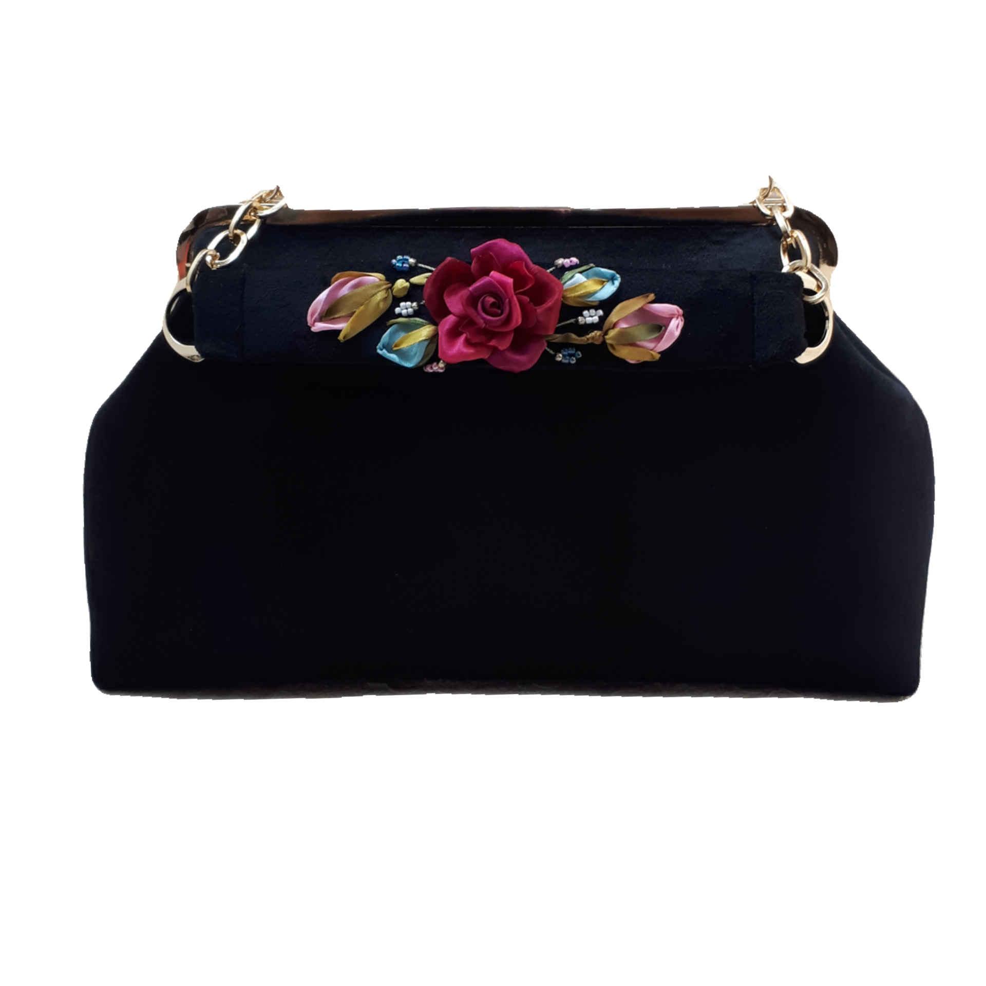 Ribbon Embroidery Clutch Handbag – Velvet with Samira Design