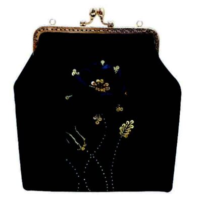 Ribbon Embroidery Clutch Handbag - Velvet with Sarafraz Design