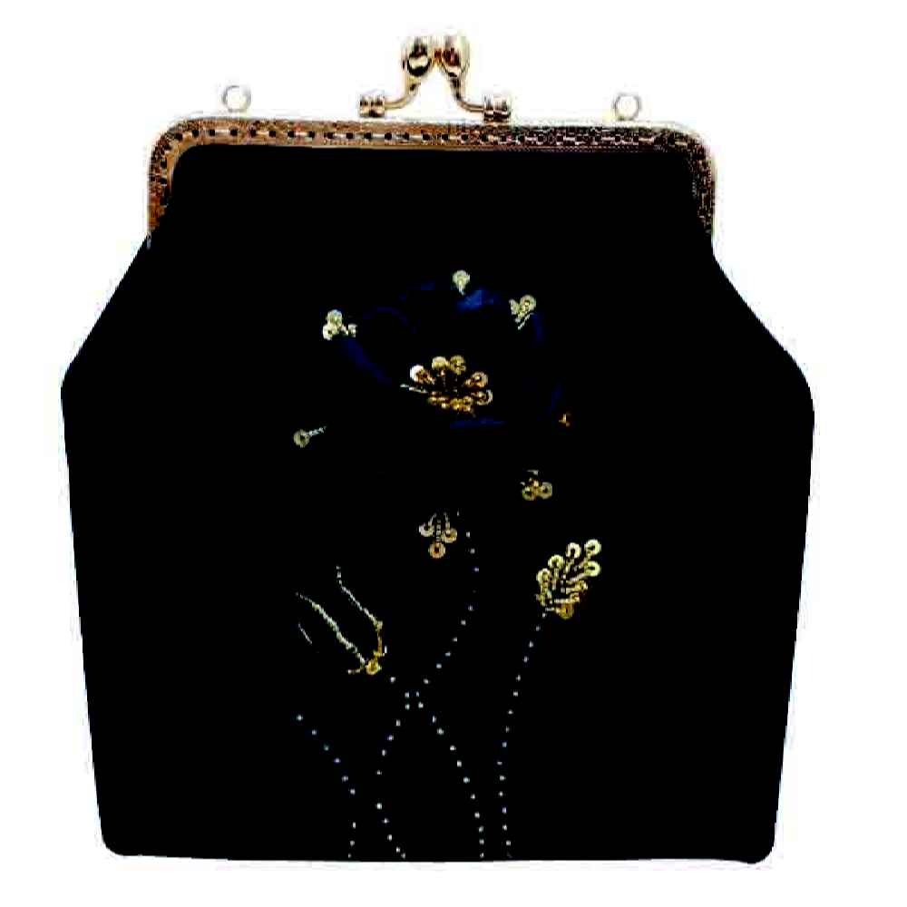 Ribbon Embroidery Clutch Handbag – Velvet with Sarafraz Design