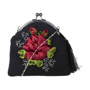 Ribbon Embroidery Clutch Handbag – Velvet with Tahoora Design