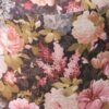 Round Velvet Pouf With Floral Design Model Flowers