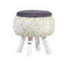 Round Velvet Footstool With Wooden Legs Model Lux