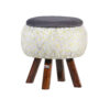 Round Velvet Footstool With Wooden Legs Model Lux