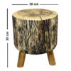 Round Velvet Footstool With Wooden Legs Model Trunk