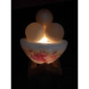Persian Bowl Salt Lamp - Floral Model with Round Salt Chunks & Wooden Base