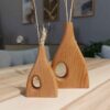 Set of Two Handcrafted Decorative Wooden Bud Vases, Made from Natural Solid Wood for a Simple and Clean Aesthetic