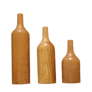 Set of Three Handcrafted Decorative Wooden Bud Vases, Expertly Made from Natural Solid Wood for Versatile Decor