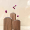 Set of Three Handcrafted Decorative Wooden Single Stem Vases, Making an Aesthetic Gift for Art and Nature Lovers