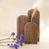 Set of Three Handcrafted Decorative Wooden Single Stem Vases, Making an Aesthetic Gift for Art and Nature Lovers