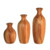 Set of Three Handcrafted Decorative Wooden Vases, Made from Natural Solid Wood with the Roya Design for Elegant Styling