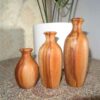 Set of Three Handcrafted Decorative Wooden Vases, Made from Natural Solid Wood with the Roya Design for Elegant Styling