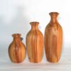 Set of Three Handcrafted Decorative Wooden Vases, Made from Natural Solid Wood with the Roya Design for Elegant Styling