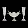 Set of Three Decorative Persian Filigree Silver-Coated Vases and Bowl, Offering Traditional Elegance for Any Setting