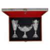 Set of Three Decorative Persian Filigree Silver-Coated Vases and Bowl, Featuring the Fakher Design for a Regal Look