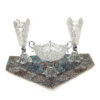 Set of Three Decorative Persian Filigree Silver-Coated Vases and Bowl, Featuring the Fakher Design for a Regal Look