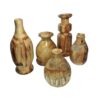 Set of Five Handcrafted Decorative Wooden Bud Vases, Made from Natural Solid Wood for a Cohesive Minimalist Display