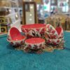 Handcrafted Pottery Bowl with Pomegranate Design - For Yogurt, Desserts, Salad, & Noodles (Set of 7)