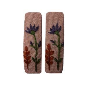 Snap Hair Clip Set Rectangular Shape with Flower Design