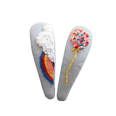 Cute Hand-Embroidered Balloon Snap Hair Clips – Cotton Hair Accessories for Girls