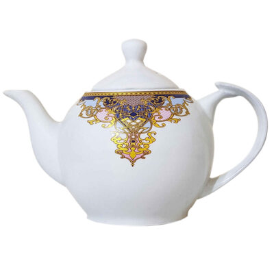 Porcelain Serving Teapot White with Intricate Design Zarineh