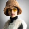 Women's Fluffy Faux Fur Bucket Hat - Model Patchwork
