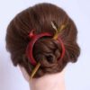 Wooden Hair Stick Hand Carved with Pomegranate Design