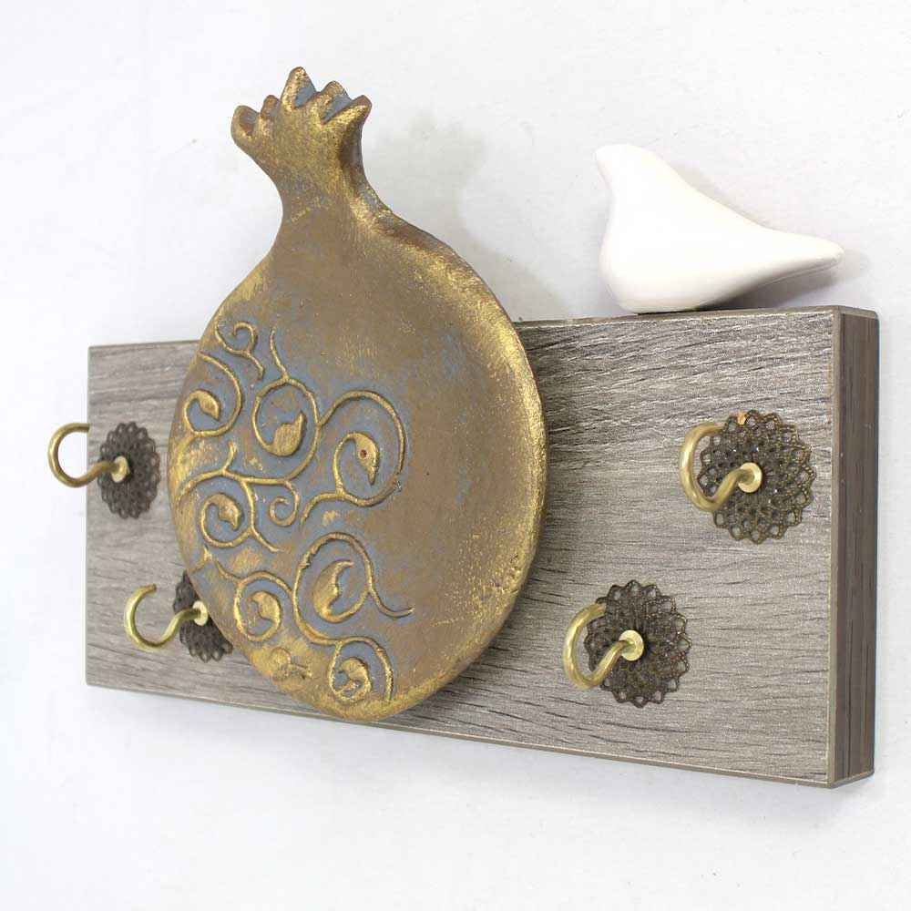 Decorative & Handcrafted Wall Key Holder with Pomegranate Design