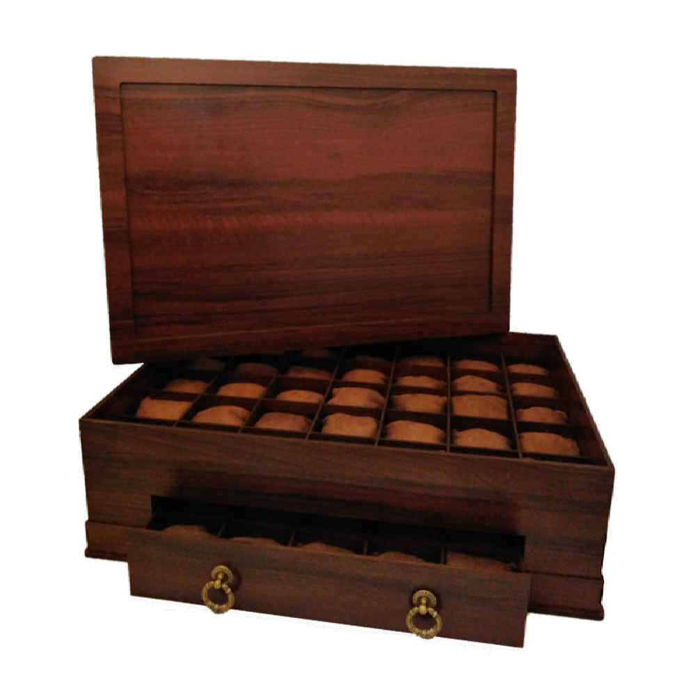 Wooden Watch Box with 60 Slots and Watch Pillows