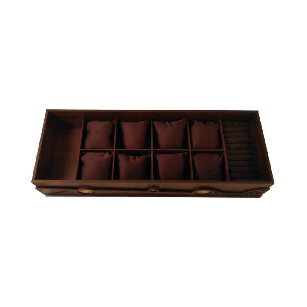 Wooden Watch Box with Glasses and Ring Compartment