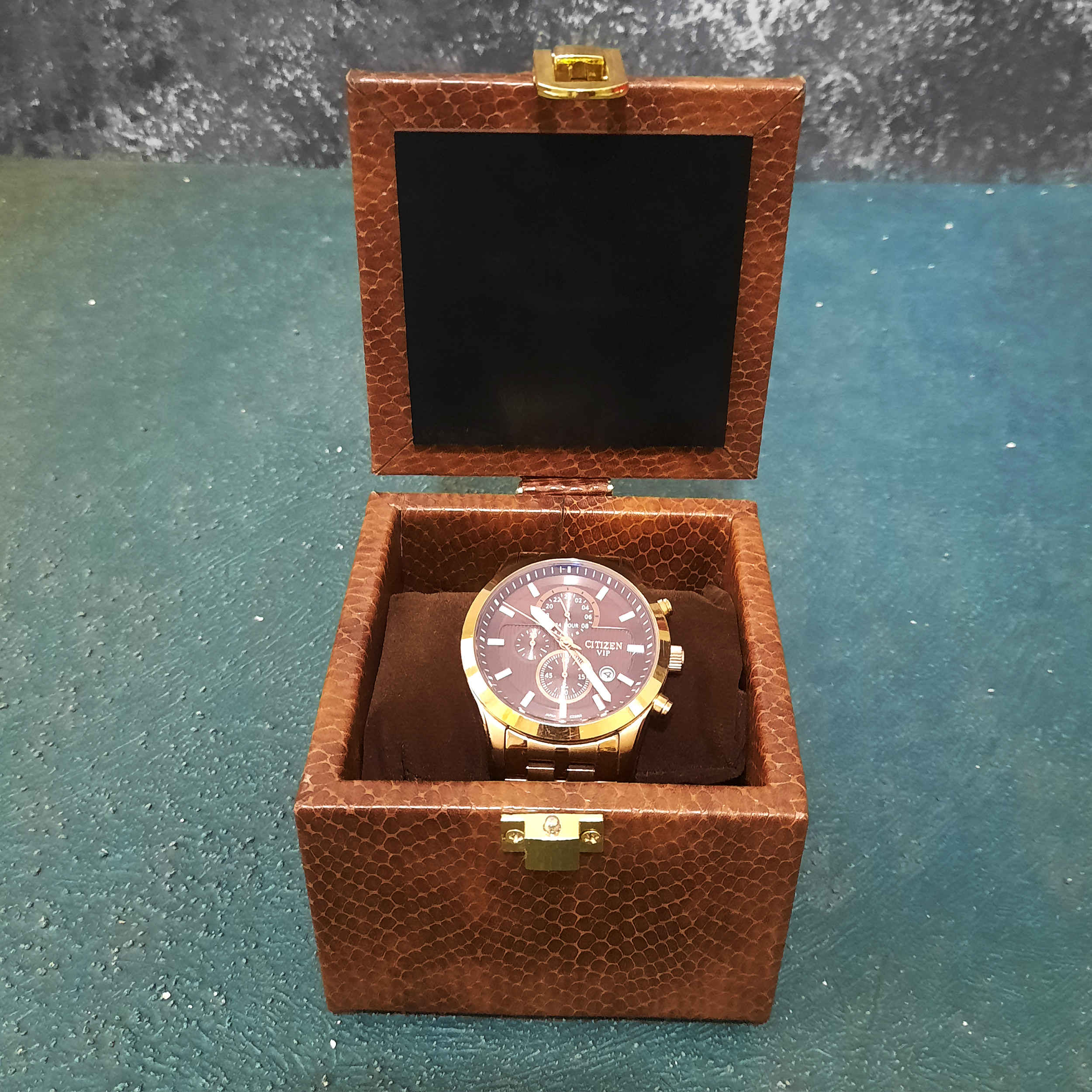 Wooden Watch Box with Synthetic Leather Cover – Single Slot