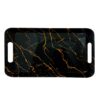 Black Melamine Serving Tray - Lightweight Marble Design with Handle