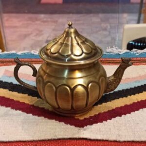 Persian Brass Teapot Handcrafted with Elegant Etched Design Lined