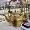 Brass Teapot Handcrafted with Elegant Floral Design Peacock