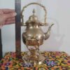 Brass Teapot &amp Warmer Hand-Engraved with Elegant Etched Design Golden
