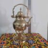 Brass Teapot &amp Warmer Hand-Engraved with Elegant Etched Design Golden