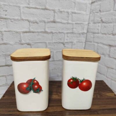 Ceramic Food Storage Canister for Tomato Paste - White
