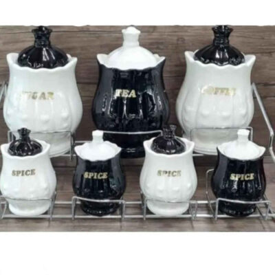 Embossed Ceramic Kitchen Canister for Coffee, Tea & Dry Food Storage - Negaran