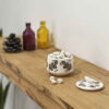 Ceramic Sugar Bowl with Lid Artistic Style Leaf Design