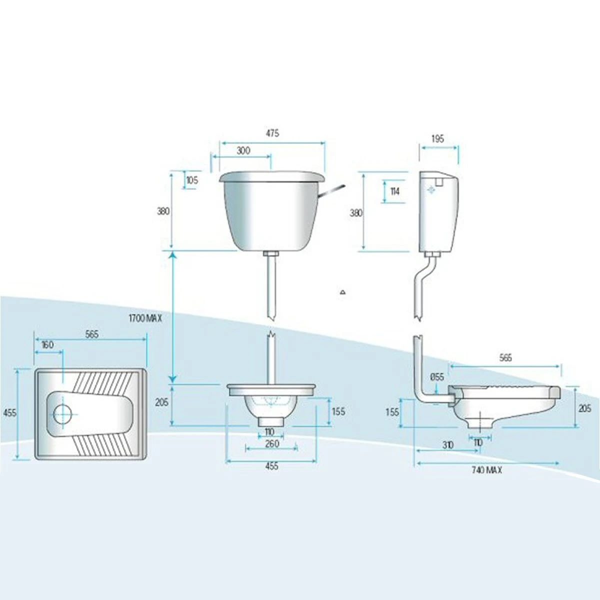 Mariana Squat Toilet Cistern Flush Tank – High Efficiency Water Saver