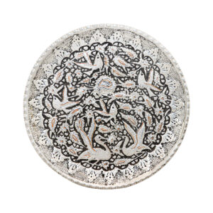 Persian Decorative Copper Engraved Wall Plate Intricate Animal Design