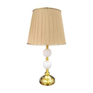 Classic Stacked Spherical Metal Table Lamp with Tapered Fabric Shade